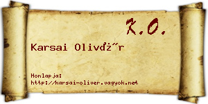 Karsai Olivér névjegykártya